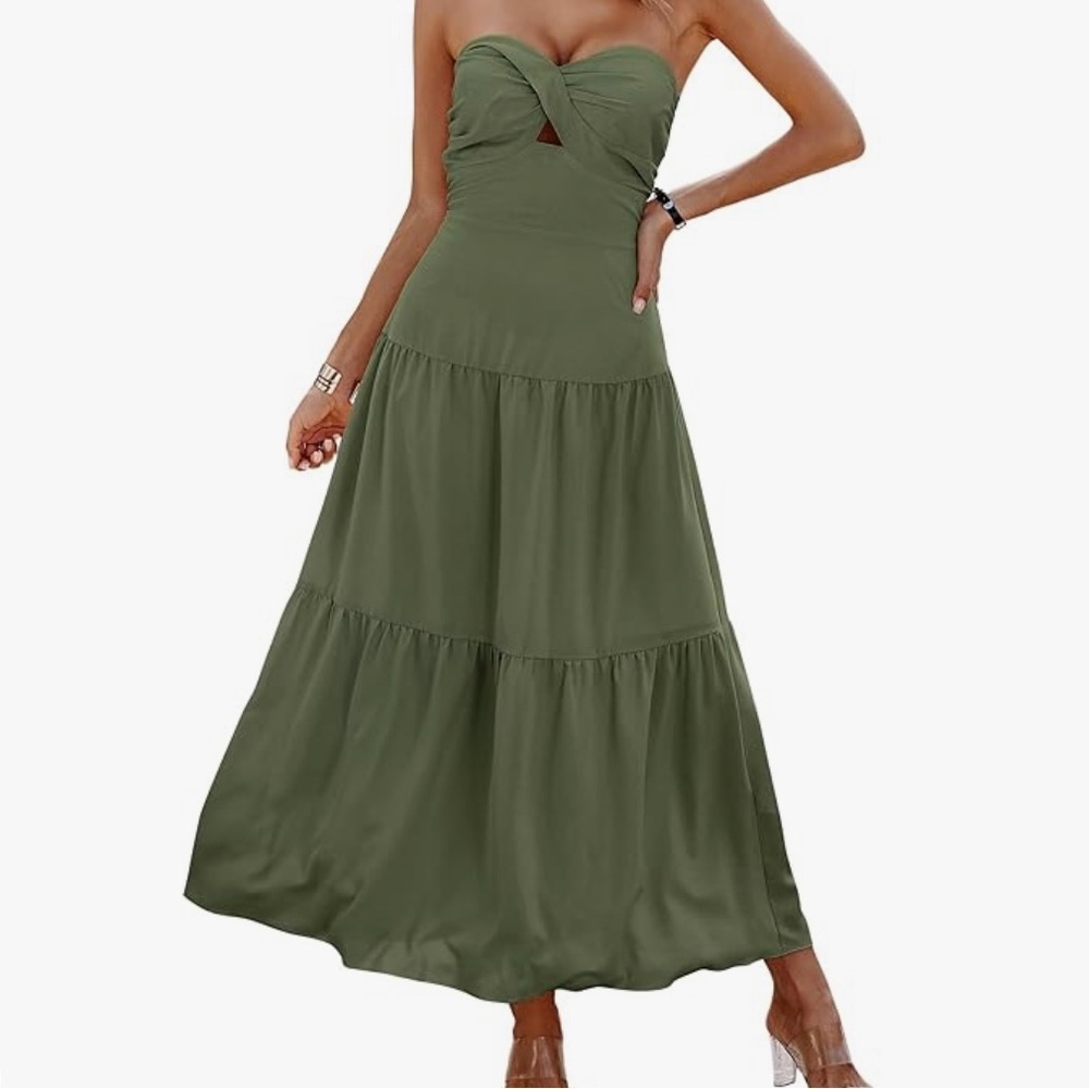 ECOWISH Women's Summer Strapless Maxi Dress